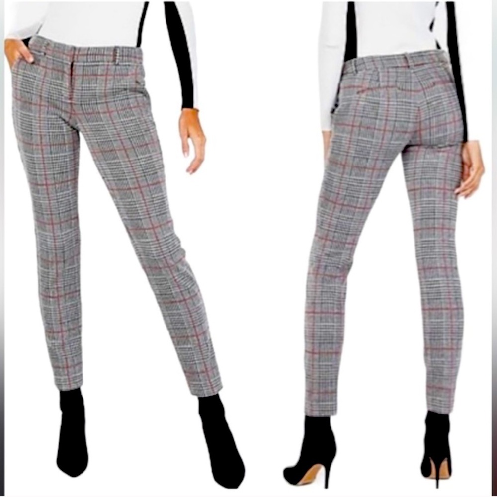 EXPRESS Mid Rise Columnist Ankle Pant w/ Stretch Glen Plaid Size 6R